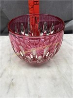 Cranberry and clear crystal bowl