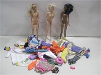 Three Barbie Dolls & Accessories