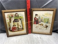 Pair of framed vintage Christmas prints
