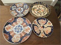Lot of 4 Vintage hand painted Asian style plates