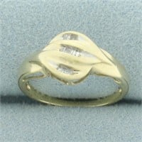 Baguette Diamond Wave Design Ring in 10k Yellow Go
