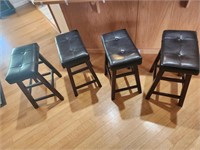 Set 4 Bar Stools-Black Seats