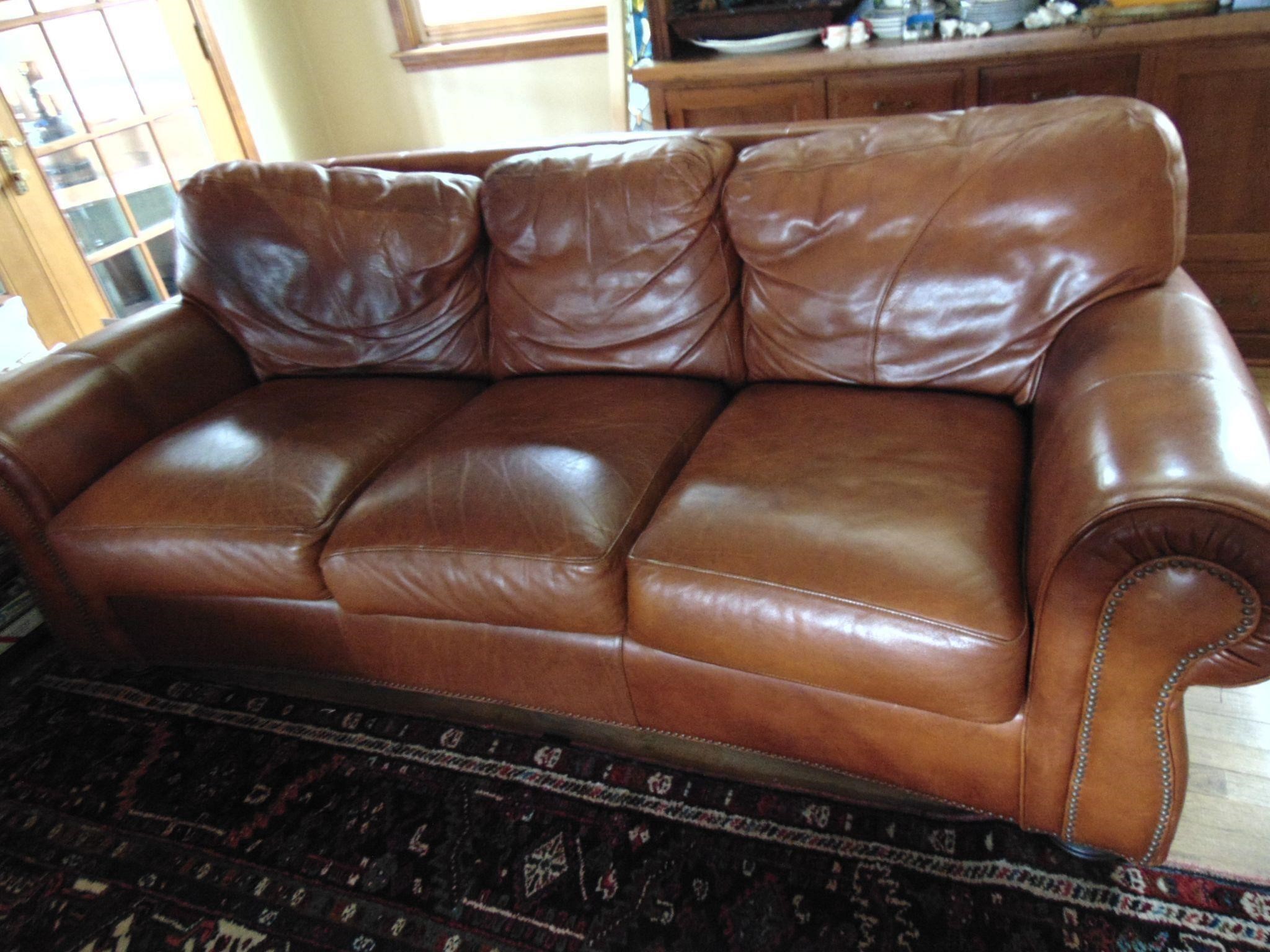 Three Seater Sofa. All Leather, Solid, Nice - 86"