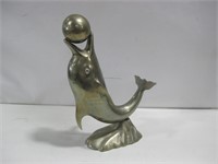 Vtg 15" Brass Dolphin Statue