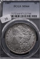 1887 PCGS MS64 MORGAN DOLLAR
