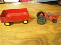 Metal Tractor + Wagon