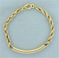 Tube Center Rope Bracelet in 14k Yellow Gold