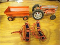Hubley Metal Tractor, Flare Wagon, Tru Scale Disk