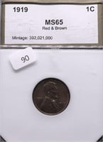 1919 PCI MS65 RB LINCOLN CENT OUR GRADE MS64RB