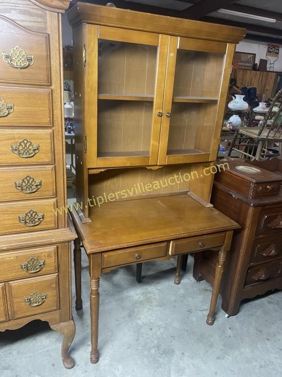 Cherry desk with bookcase top