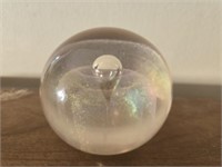 Signed glass drop paper weight