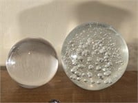 Lot of 2 heavy glass paper weights