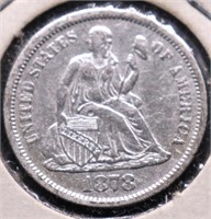 1878 SEATED DIME AU