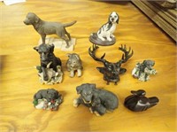 Dog Figurines, Wood Duck, Cast Iron Deer
