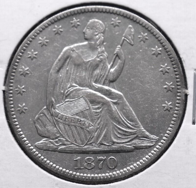 1870 SEATED HALF DOLLAR AU DETAILS