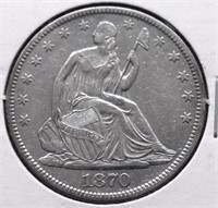 1870 SEATED HALF DOLLAR AU DETAILS