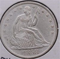 1858 SEATED HALF DOLLAR AU