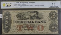 1850'S PCGS CENTRAL BANK OF ALABAMA  VERY FINE 20
