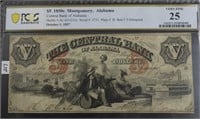 1850'S PCGS $5 CENTRAL BANK OF ALABAMA  VERY FINE