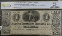 1840S-1850, 1862 PGCS $1 AUGUSTA INS BANKING CO  V