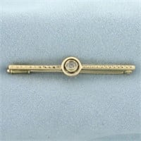 Antique Old European Cut Diamond Pin Brooch in 14k