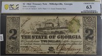 1864 PCGS $2 TREASURY NOTE OF GEORGIA  CHOICE UNC