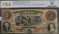 1859 PCGS $2 MERCHANTS PLANTERS BANK  VF20