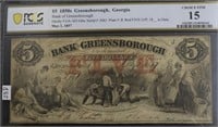 1850'S PCGS $5 BANK OF GREENSBOROUGH  CHOICE FINE