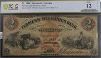 1860 PCGS $2 FARMERS MECHANICS BANK  FINE 12