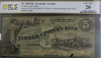 1859-60' PCGS  $5 TIMBER CUTTERS BANK GEORGIA VF 2