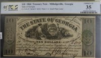 1864 PCGS  $10 TREASURY NOTE OF GEORGIA CHOICE VF