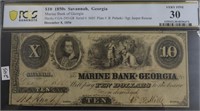 1850'S PCGS $10 MARINE BANK OF GA  VF 30