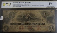 1850'S PCGS $1 COMMERCAIL BANK OF KY  FINE 12