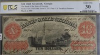 1860 PCGS $10 BANK OF GEORGIA  VF 30