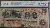 18__(1859) $5 FARMERS BANK OF KY  GEM UNC 65 PPQ