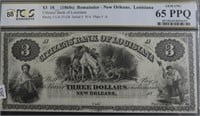 18__(1860S) $3 CITIZEN BANK OF LOUISIANA  GEM UNC