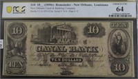 18__(1850S) PCGS $10 REMAINDER CANAL BANK   CHOICE