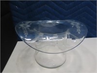 Unique Vintage Etched Glass TOP GLASS Planter Bowl