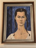 Vintage Original Oil on canvas painting of a lady