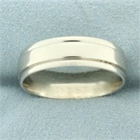 Men's Banded Edge Wedding Band Ring in 14k White G