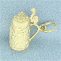 Mechanical Beer Stein Charm or Pendant in 14k Yell
