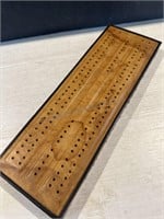 Vintage Leather Covered Cribbage Board 13” x