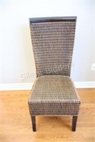 Rattan & Wicker Wood Frame High Back Accent Chair