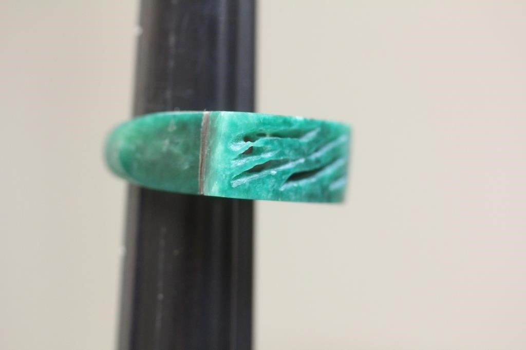Jade and Sterling Saddle Ring