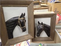 (2) Horse Head Pictures - 13"Wx16 1/2"H, Bull
