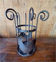 Black Wrought Iron Hanging Candle Holder Rooster