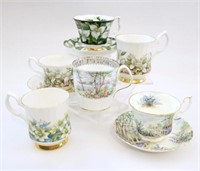 Bone China Tea Cups w Matching Coffee Mugs