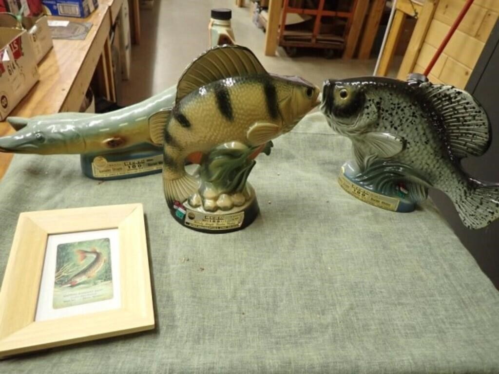(2) Beam Fish Decanters + Other Fish Decanter &