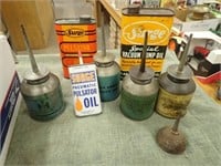 (5) Oil Cans, Surge Vacc. Pump Oil tin, Surge
