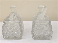 Pair of Diamond Pattern Jars with Lid